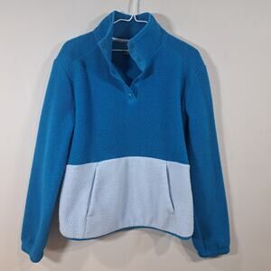 Tek Gear Snap Front Sherpa Pullover Blue Color Block Women's Medium